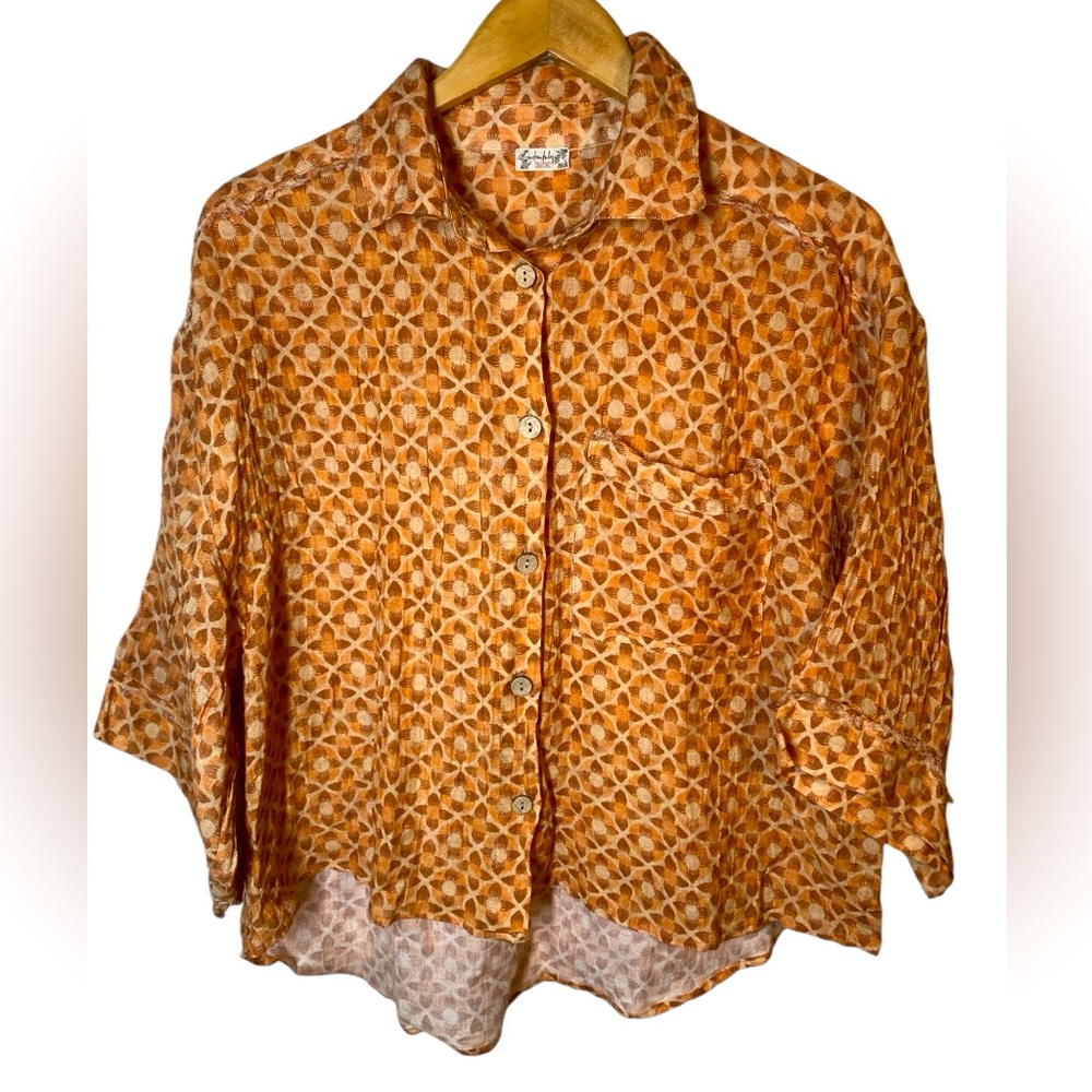 {EUC} Free People Oversized Button Down Shirt XS